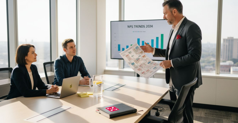 Executives reviewing CX leadership data