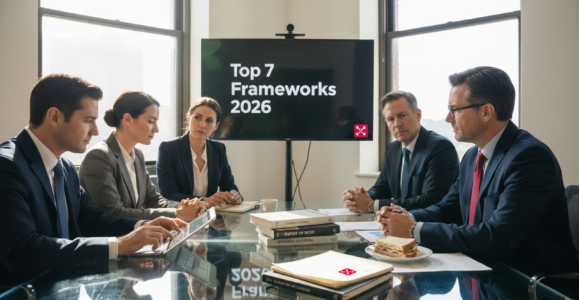 Executives review digital transformation frameworks