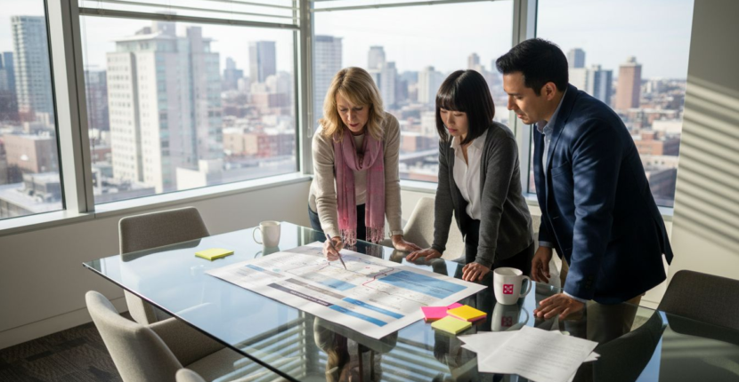 CX team reviews customer journey map