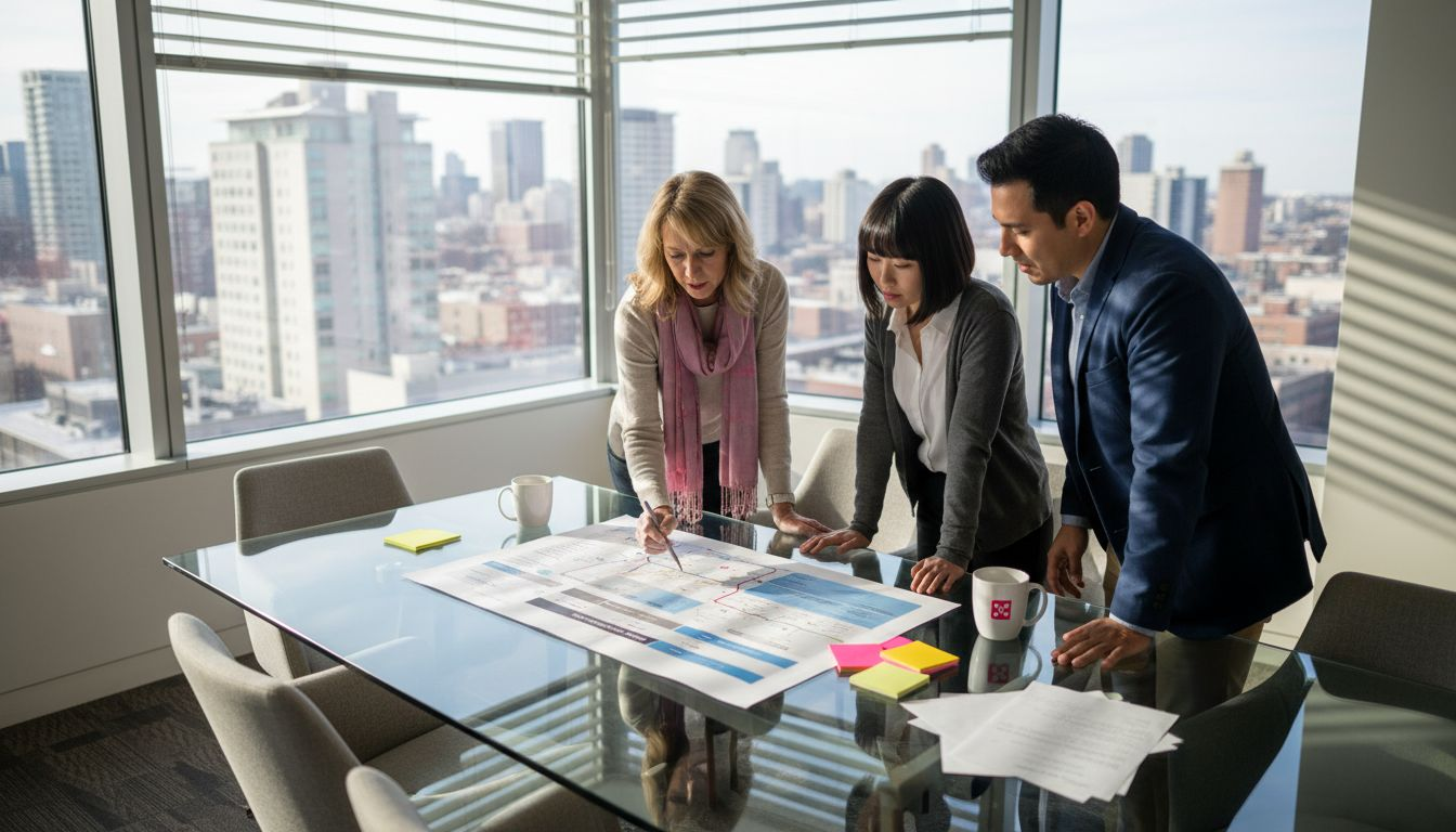 CX team reviews customer journey map