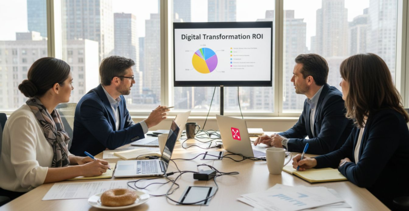 Executives discussing digital transformation strategy