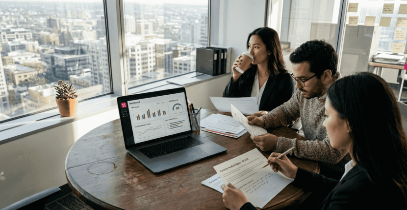 Team reviewing customer experience feedback