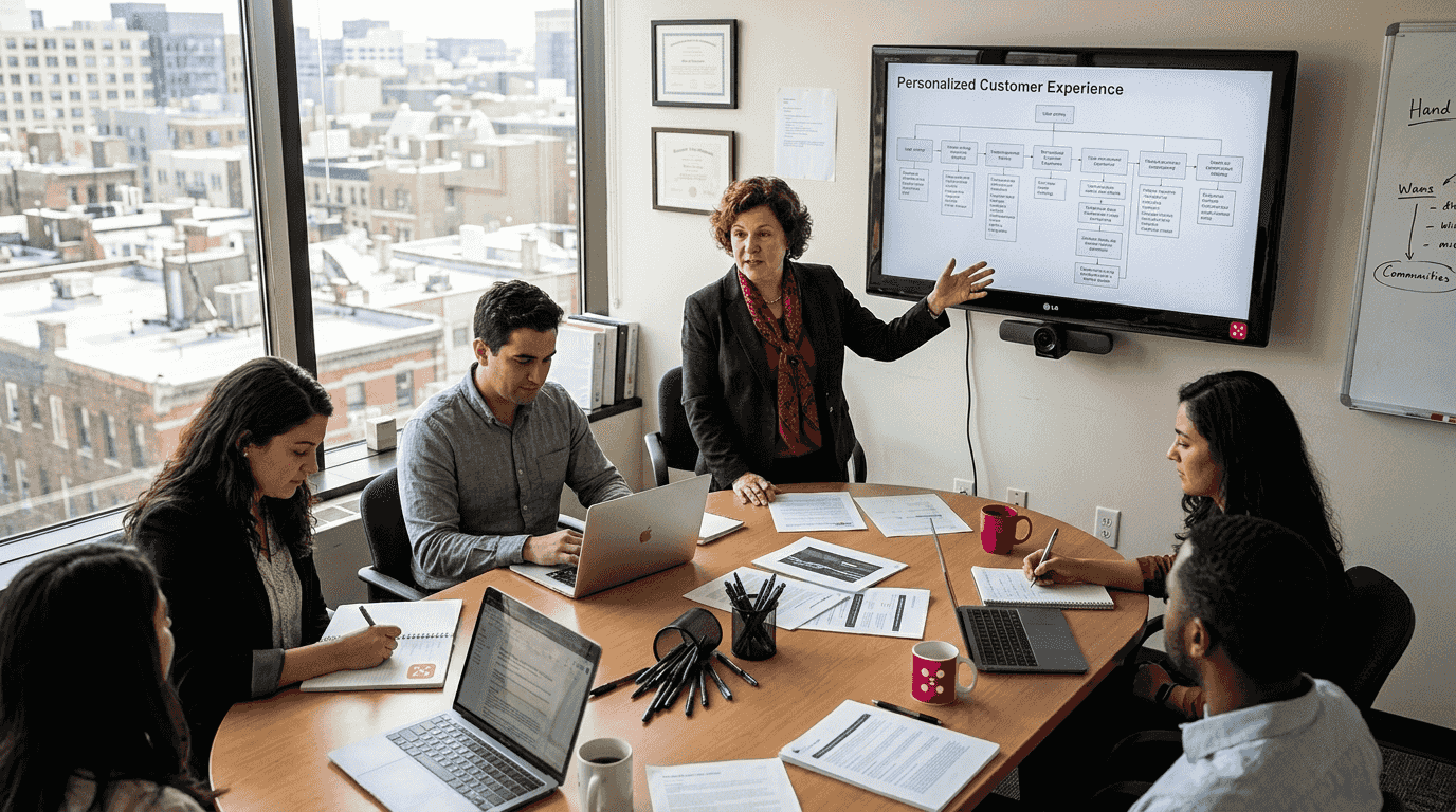 Office meeting on customer experience strategy